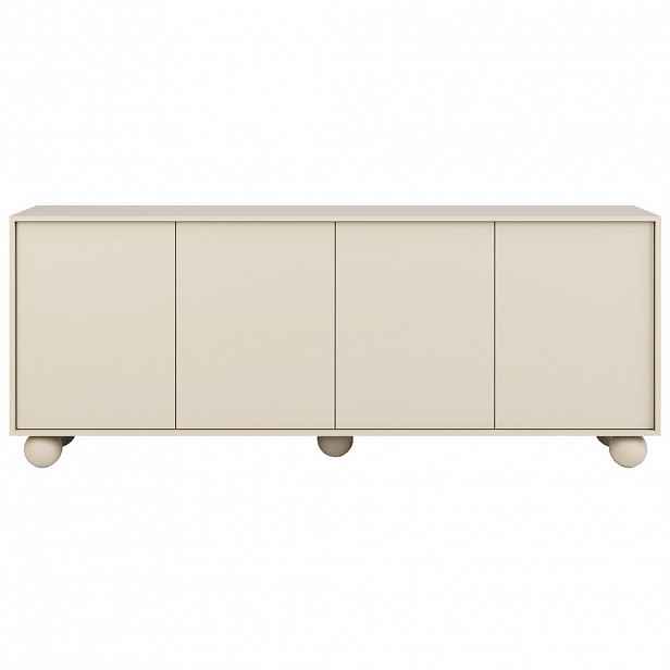 Beautysofa KOMODA Adel se 4 dvířky a kulatými nožkami, 204 cm, bezúchytková, kašmír