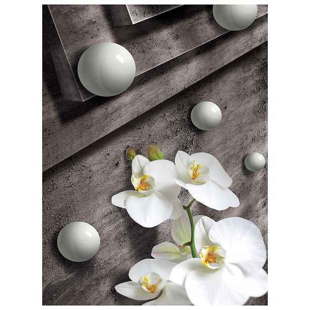 Fototapeta Orchideje šedé kameny a sféry elegance 206x275 lepidlo
