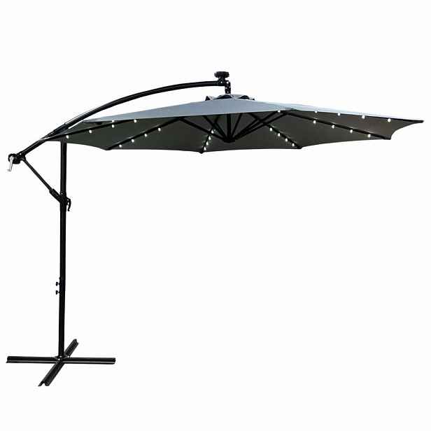 RAUMHIRSCH FURNITURE ZAHRADNÍ PARASOL s LED, solární šedý 300/245/300