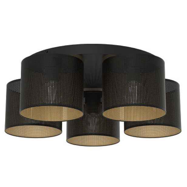 Stropní svítidlo loft kulatá 58 cm černá zlatá síťovina 5 bodů Luminex