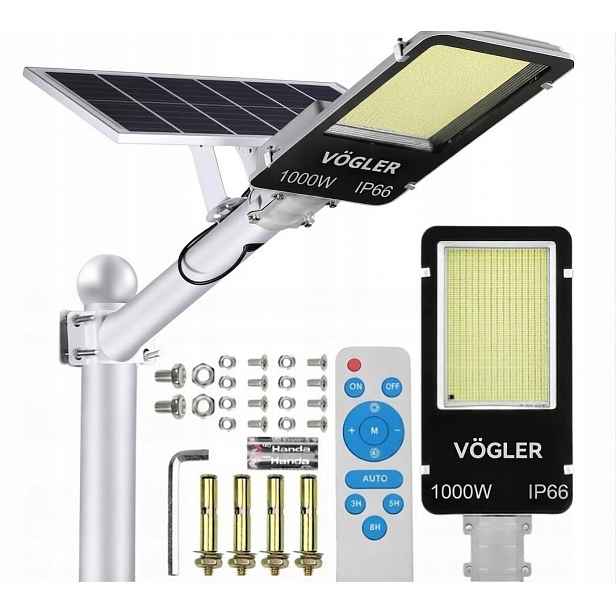 Výkonná Solární Lampa Led Lampa Vogler 1000W Pouliční Senzor Soumraku S Dálkovým Ovládáním