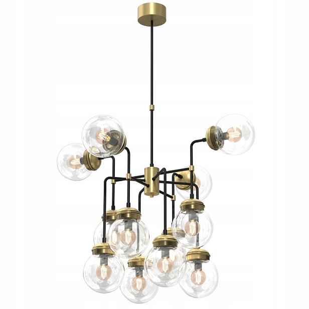 Závěsná 12bodová lampa se skleněnými stínidly Hydro 1890 Luminex