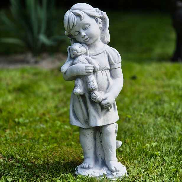 Betonová figurka Dívka s medvídkem 42 cm 6 kg Zahradní dekorace