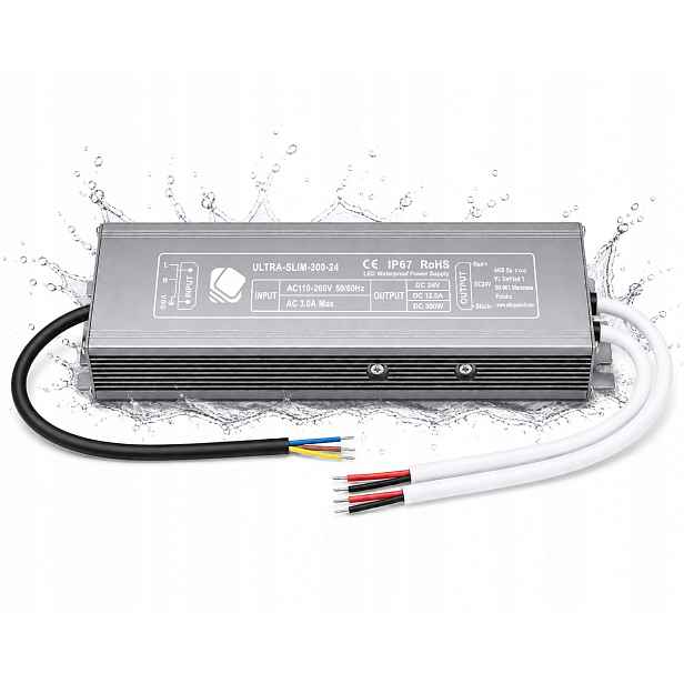 Led zdroj 24V 300W 12,5A Hermetický Led pásek Cob Rgb Výkon IP67 Premium