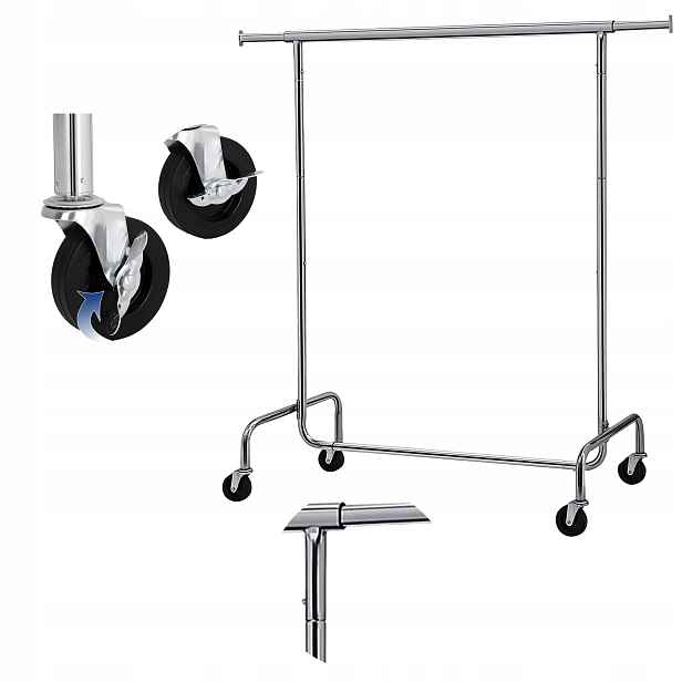 Chromovaný mobilní věšák na oblečení 150 cm Chrom