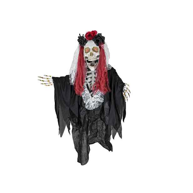 Halloween Figurka Kostra La Catarina, pohyblivá, vydává zvuky 100 cm