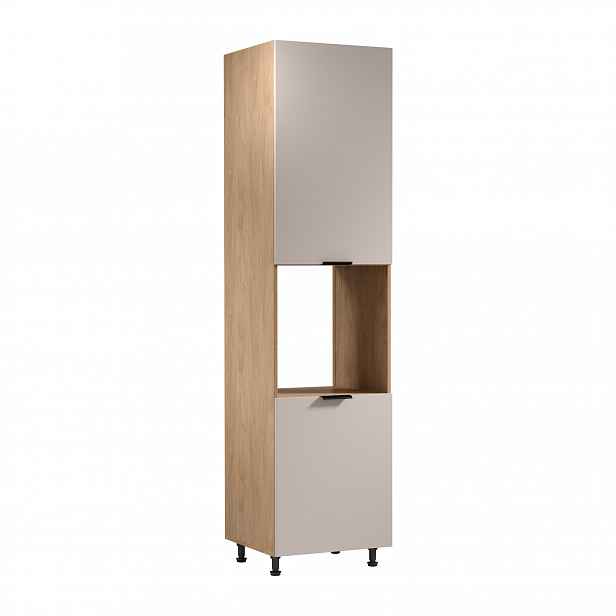 Kuchyňská skříň na vestavnou troubu SALERNO - šířka 60 cm, dub / béžová, pravé provedení