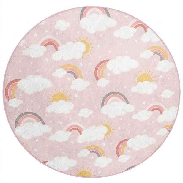 Růžový pratelný dětský koberec ø100 cm Rainbow World – Mila Home