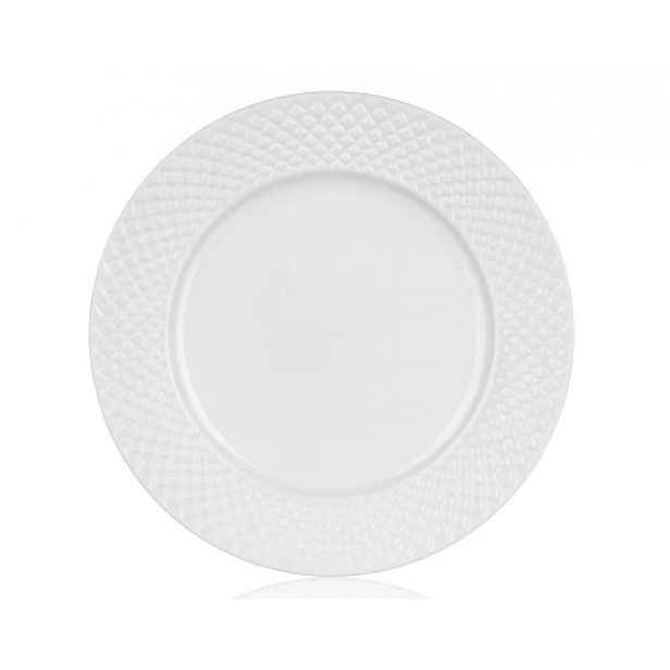 Dezertní talíř Diamond Line, bílý s reliéfem