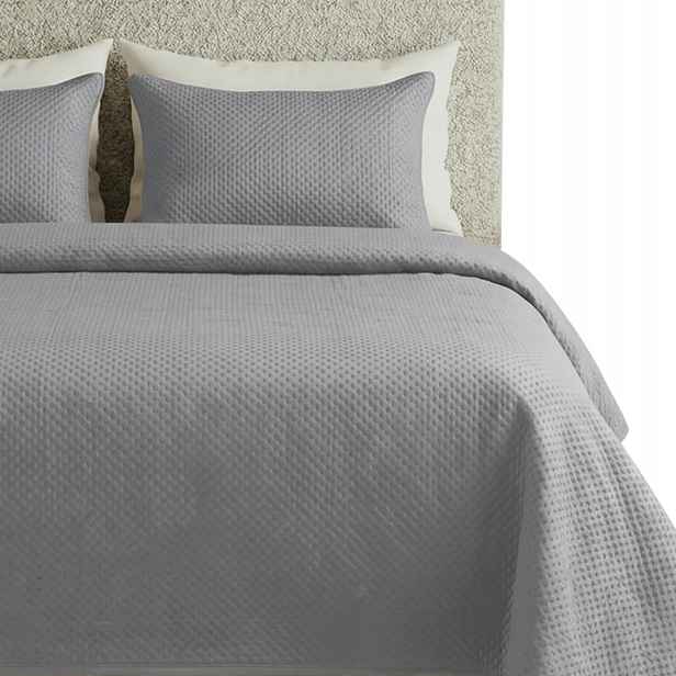 Přehoz Na Postel Prošívaný Velvet Kapa Koc Pled 200x220 Maya Šedý