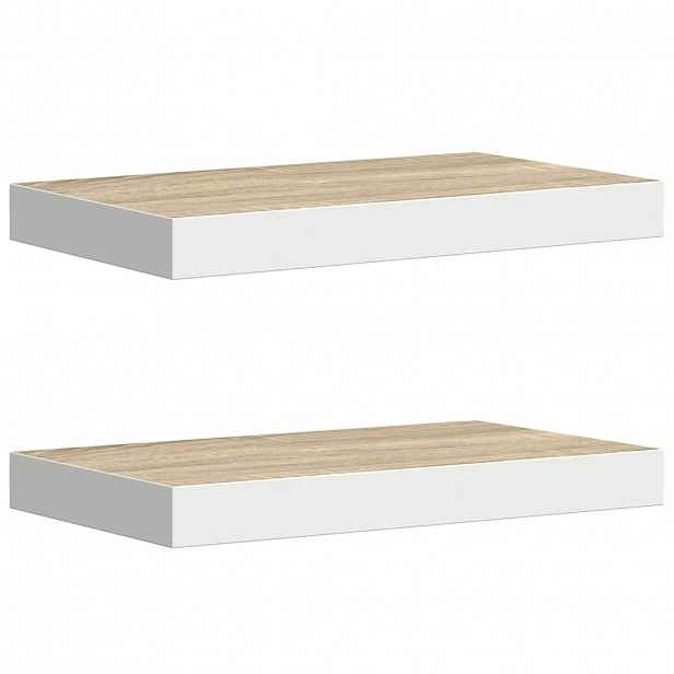 vidaXL Plovoucí nástěnné police 2 ks dub a bílé 50 x 23,5 x 3,8 cm MDF