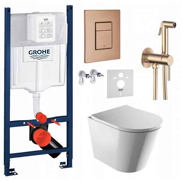 Wc sada Grohe Rapid s mísou Tampa tlačítko měď, baterie
