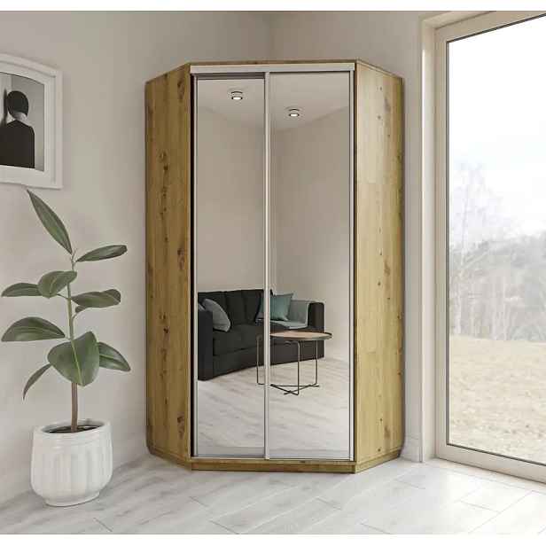 Casarredo Šatní skříň rohová CORA 110/220 artisan/zrcadlo