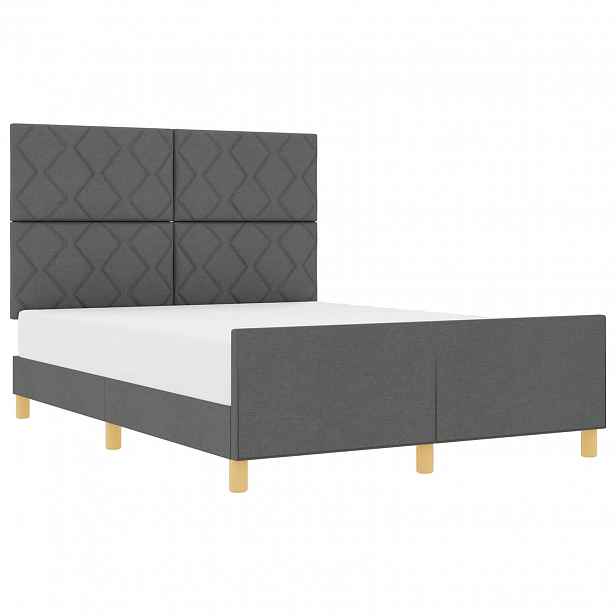 vidaXL Rám postele s čelo Tmavě šedá 140 x 190 cm textil
