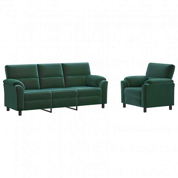 vidaXL Set pohovek 2 pcs Tmavě zelená Samet