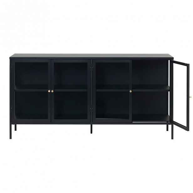 Černá vitrína Unique Furniture Carmel, délka 170 cm
