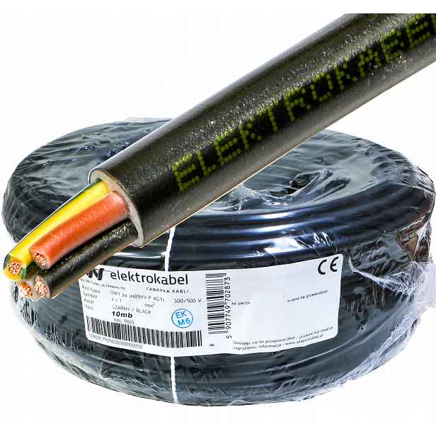 Hotový úsek 10 m kabel Owy 4x1 mm Cu lanko černé měděné 10 m