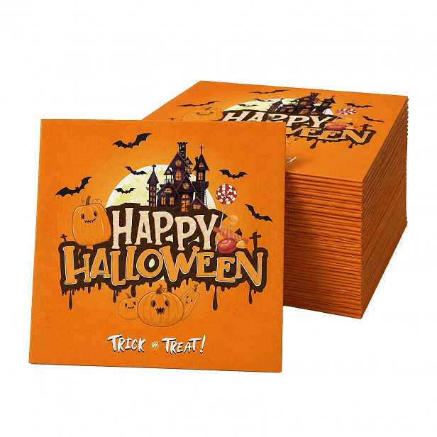 Halloweenské Ubrousky 33X33 CM 40 Ks 2 Vrstvy Dýně Netopýři