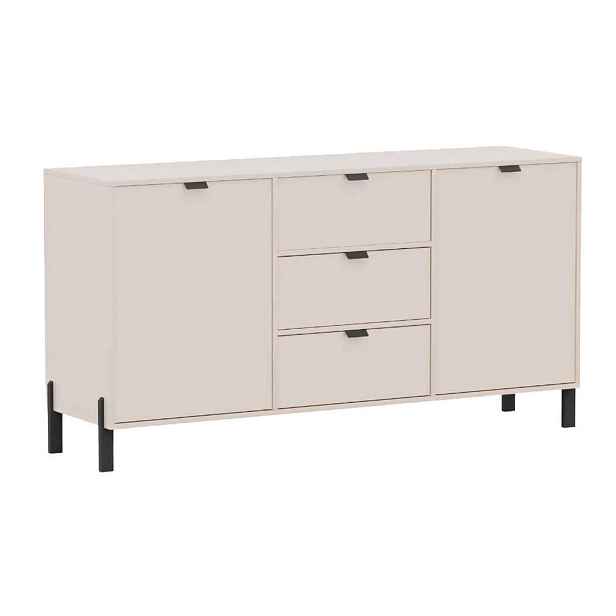 MASSENO KOMODA MINO, 160/85,5/45 cm se 3 zásuvkami a 2 dvířky, béžová