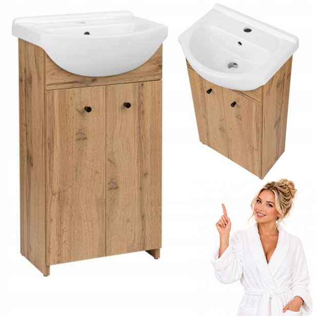 Sada stojící koupelnová skříňka s umyvadlem 50 cm Astor Pik dub wotan