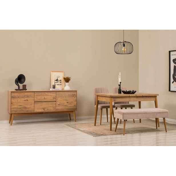 Set s rozkládacím stolem, židlemi a konzolou (5 kusů) Vina 02 0900 - Atlantic Pine, Stone