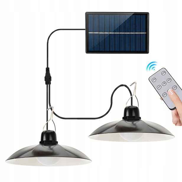 Solární Lampa Závěsný Led gyrondol se samostatným panelem na kabelu 3 m dálkové ovládání