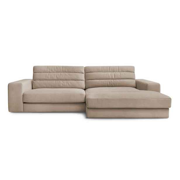 Taupe sametová rohová pohovka (pravý roh/s lenoškou) Sierra – Bobochic Paris
