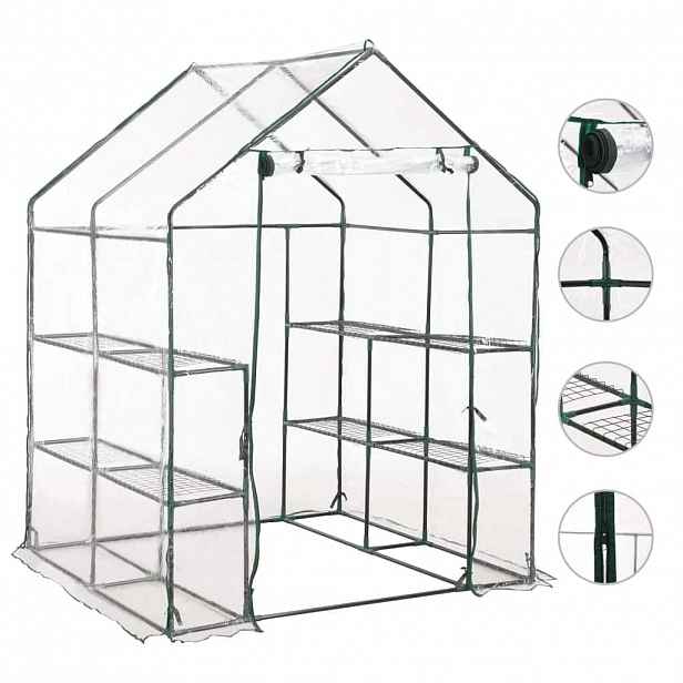 vidaXL Skleník s 8 policemi 143 x 143 x 195 cm