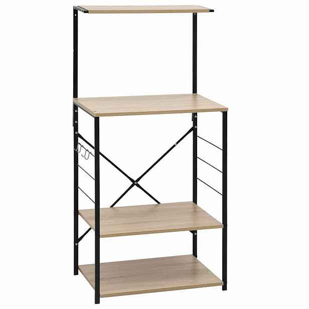 vidaXL Skříňka na mikrovlnku černá a dub 60 x 39,6 x 123 cm kompozit