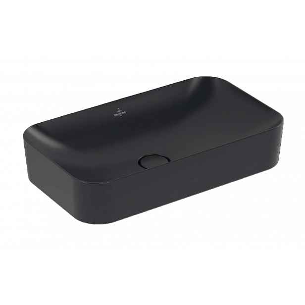 Villeroy & Boch Finion - Umyvadlo na desku 60x35 cm, bez přepadu, bez otvoru pro baterii, CeramicPlus, Pure Black 414361R7