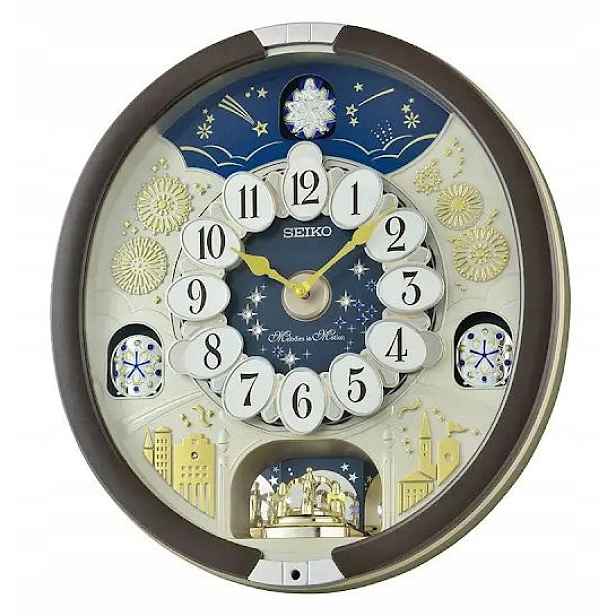 Pohyblivé Hodiny Seiko Magic QXM622B 18 Melodií Senzor Krystaly Regulace