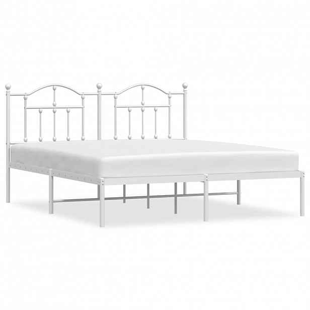 vidaXL Kovový rám postele s čelem bílý 183 x 213 cm
