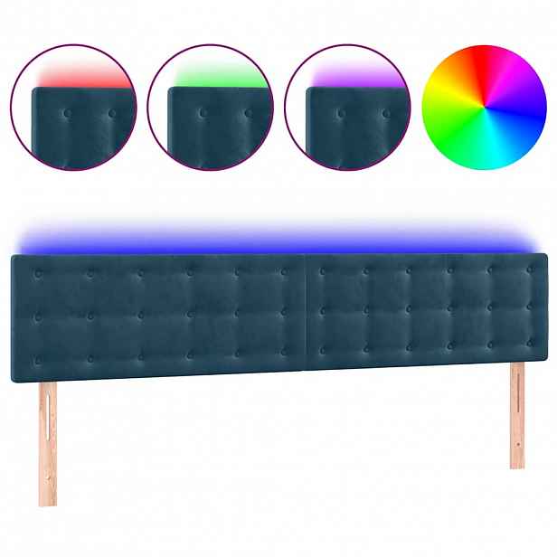 vidaXL Čelo postele s LED tmavě modré 200x5x78/88 cm samet