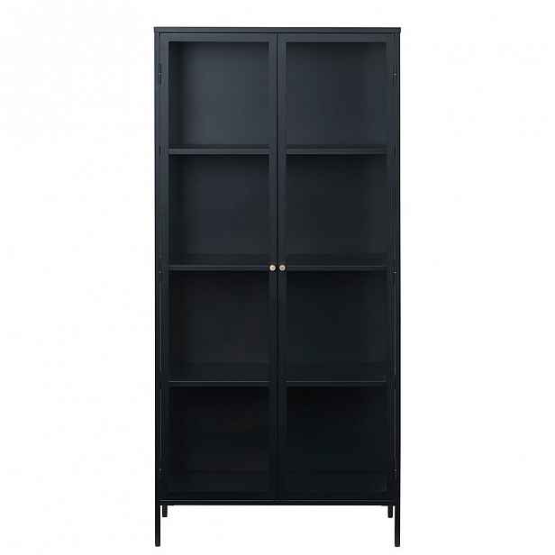 Černá vitrína Unique Furniture Carmel, výška 190 cm