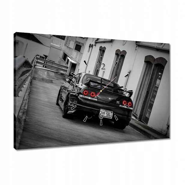 Hodiny 60x40 Černé Nissan Gtr