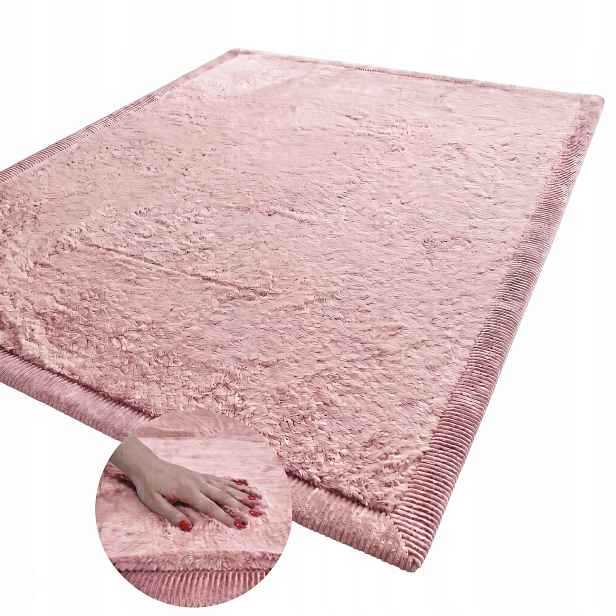 Koberec do interiéru Rabbit Plyšový 80x150 cm Tlustý 4cm Růžový