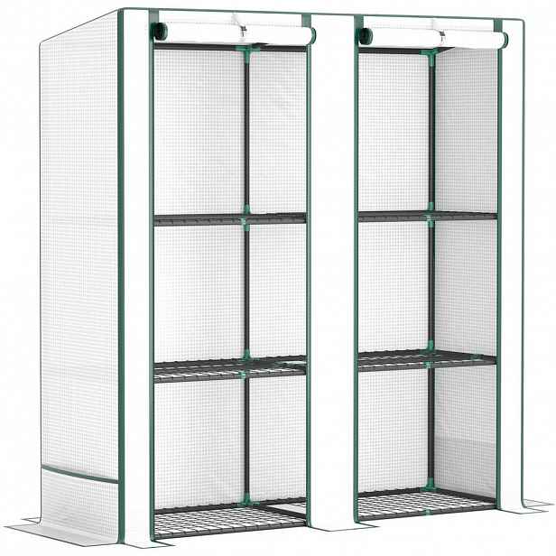Modfu FÓLIOVNÍK z oceli 144x48x152/142 cm bílý se 3 policemi a 2 rolovacími dveřmi