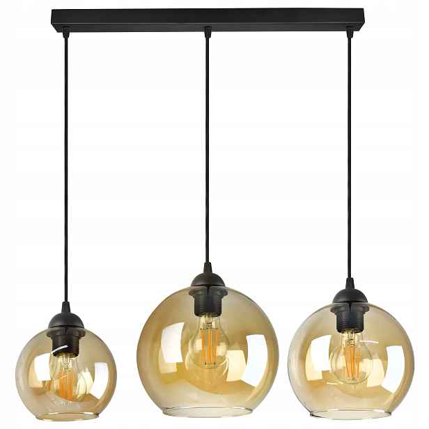 Lampa Lustr Tři různé skleněné Led medové koule