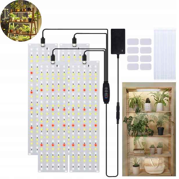 Lampa pro pěstování rostlin Led páska plné spektrum 20 W 4 panely