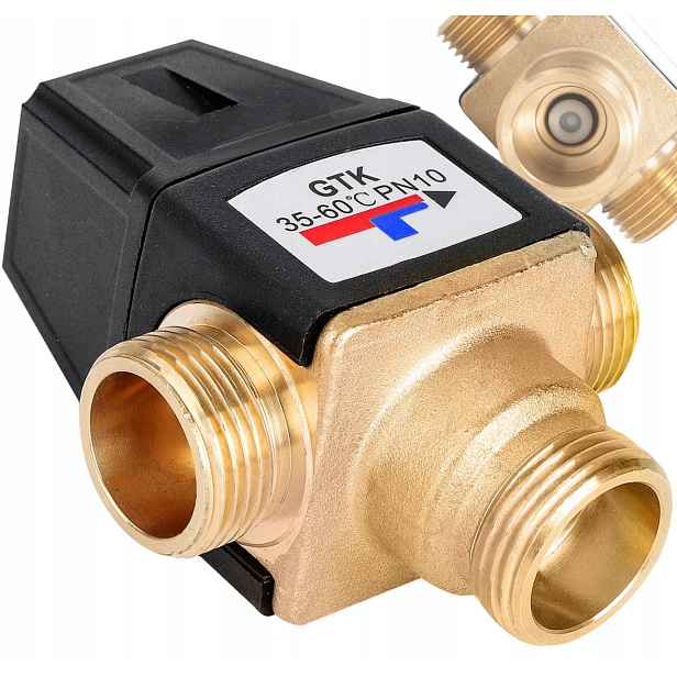 Termostatický Třícestný Směšovací Ventil 3/4" DN20 1.6 m3/h 35-60° C