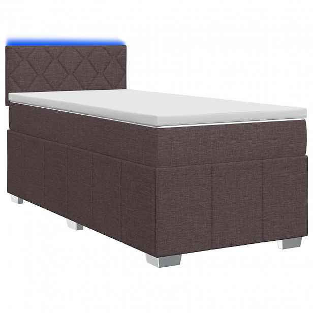 vidaXL Postel boxspring s matrací Tmavě hnědá 90 x 200 cm Textil