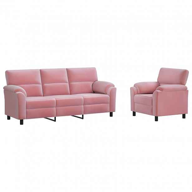 vidaXL Set pohovek 2 pcs Růžová Samet