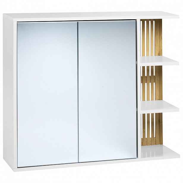 Beliani KOUPELNOVÁ ZRCADLOVÁ SKŘÍŇKA 80/70 cm Bílá Nubes
