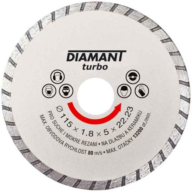 Kotouč řezný diamantový Diamant Turbo 125×22,23×1,8×5 mm