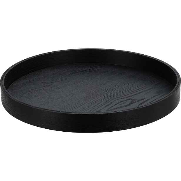 Kulatý dřevěný servírovací tác 38cm, velký, černý