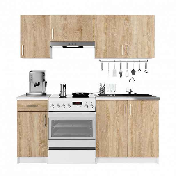 RAUMHIRSCH FURNITURE KUCHYŇSKÝ BLOK Bílá, dub Sonoma 203/180/44,5