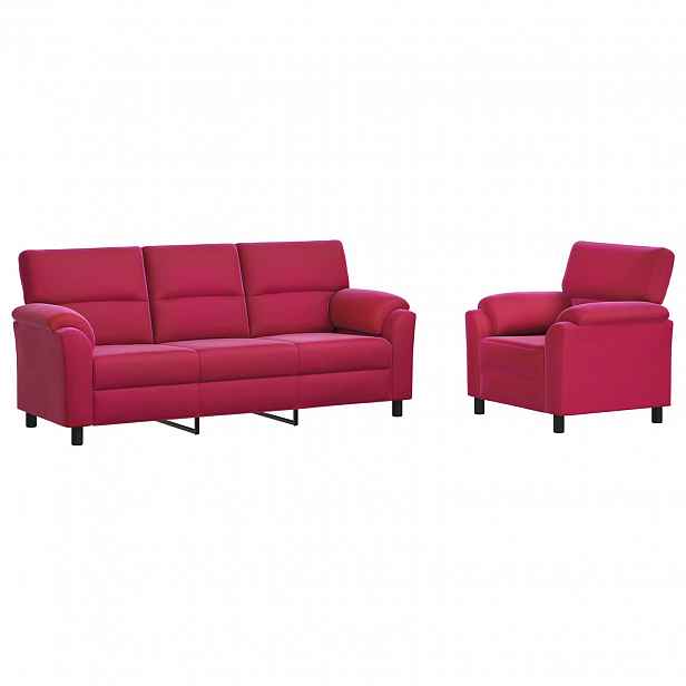 vidaXL Set pohovek 2 pcs Víno Červené Samet