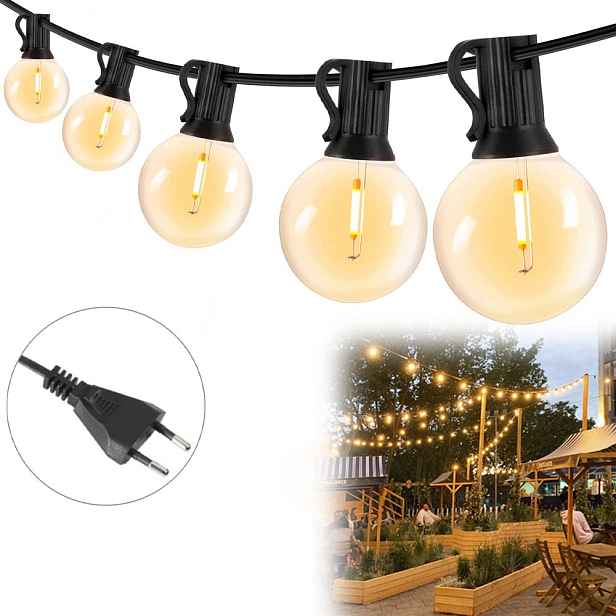 Světelné Girlandy Žárovky Ozdobné Solární Led Lampy Na Provázku 15 M