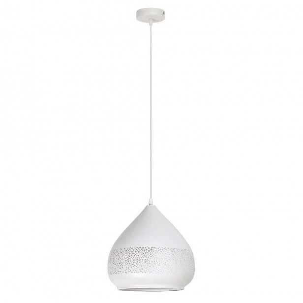 Bílá klimatická závěsná lampa s ozdobným stínítkem