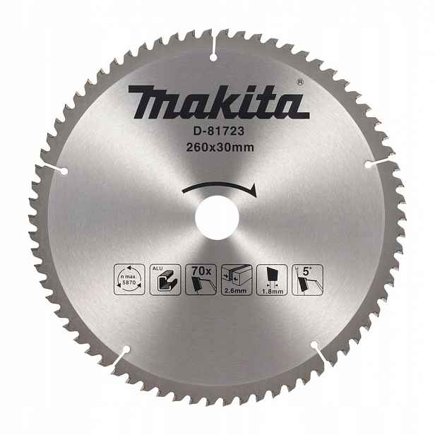 Kotoučová pila na hliník Makita D-81723 260x30x1,8 mm 70T s vidlicí